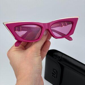 Valentino Women BRAND NEW Sunglasses Pink Gold Cat Eye V - GOLDCUT - I VLS-113C